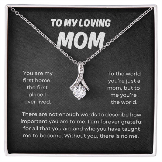 To My Loving Mom | Alluring Beauty Necklace | Yellow or Gold Finish | The Perfect Present to Say "You Mean the World to Me"