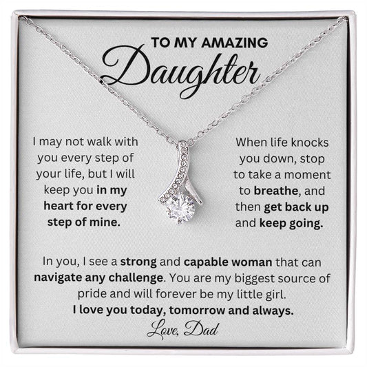 To My Amazing Daughter From Dad | Alluring Beauty Necklace Gift | Yellow or White Gold Finish | A Perfect Present to Say "I Love You Always"