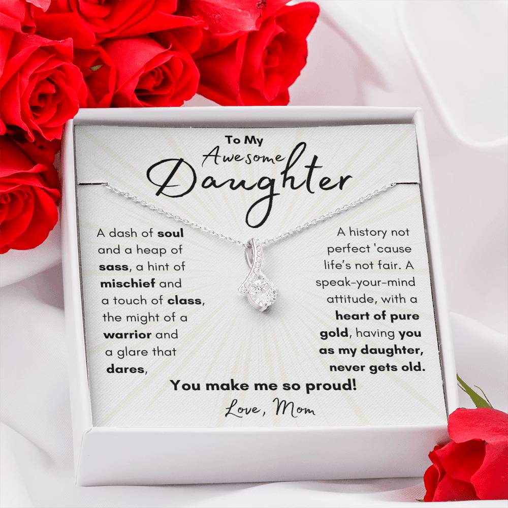 To My Awesome Daughter From Mom | Alluring Beauty Necklace Gift| The Perfect Present to Say "You Make Me So Proud!"