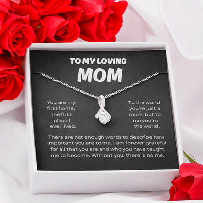 To My Loving Mom | Alluring Beauty Necklace | Yellow or Gold Finish | The Perfect Present to Say "You Mean the World to Me"