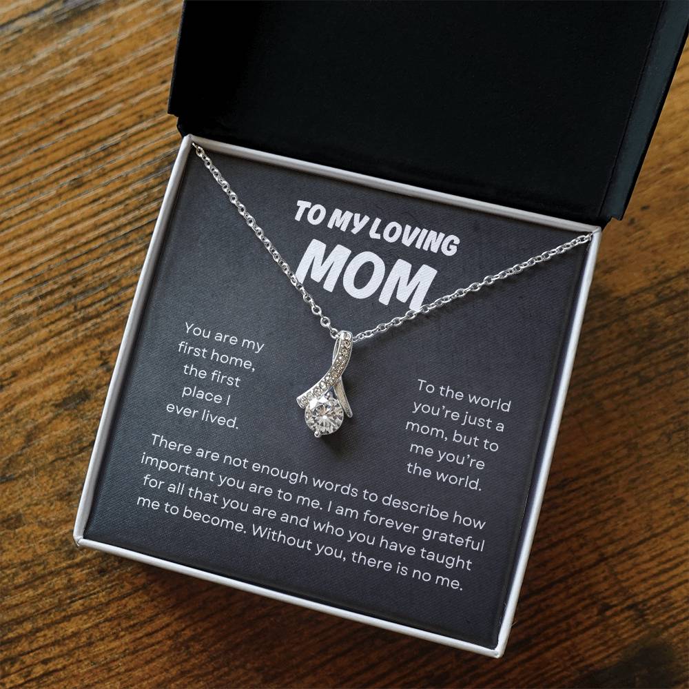 To My Loving Mom | Alluring Beauty Necklace | Yellow or Gold Finish | The Perfect Present to Say "You Mean the World to Me"