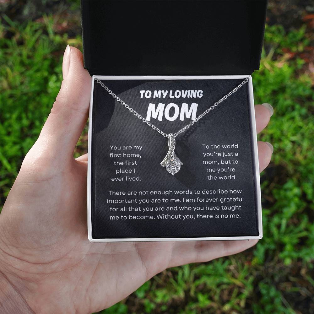 To My Loving Mom | Alluring Beauty Necklace | Yellow or Gold Finish | The Perfect Present to Say "You Mean the World to Me"
