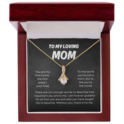 To My Loving Mom | Alluring Beauty Necklace | Yellow or Gold Finish | The Perfect Present to Say "You Mean the World to Me"