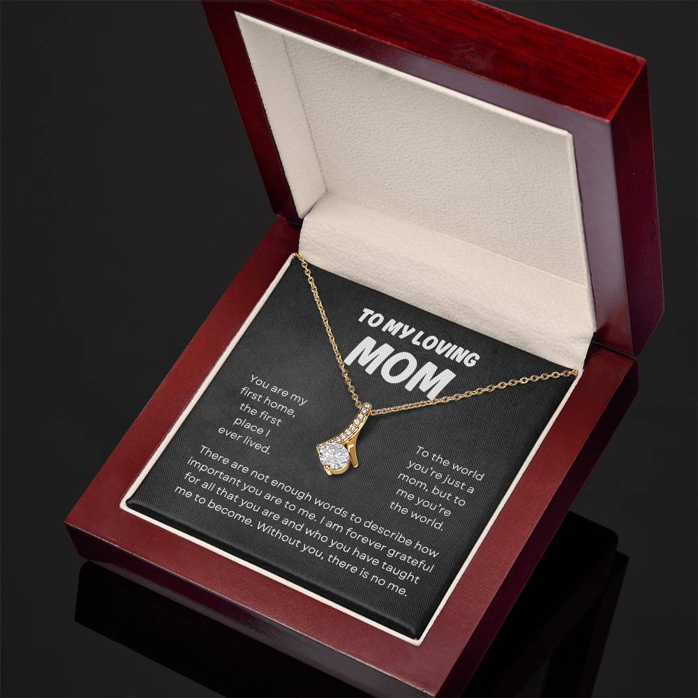 To My Loving Mom | Alluring Beauty Necklace | Yellow or Gold Finish | The Perfect Present to Say "You Mean the World to Me"
