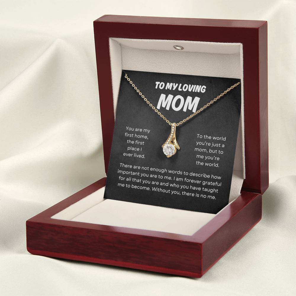 To My Loving Mom | Alluring Beauty Necklace | Yellow or Gold Finish | The Perfect Present to Say "You Mean the World to Me"