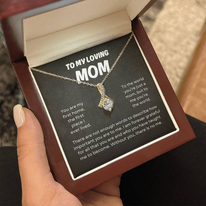 To My Loving Mom | Alluring Beauty Necklace | Yellow or Gold Finish | The Perfect Present to Say "You Mean the World to Me"