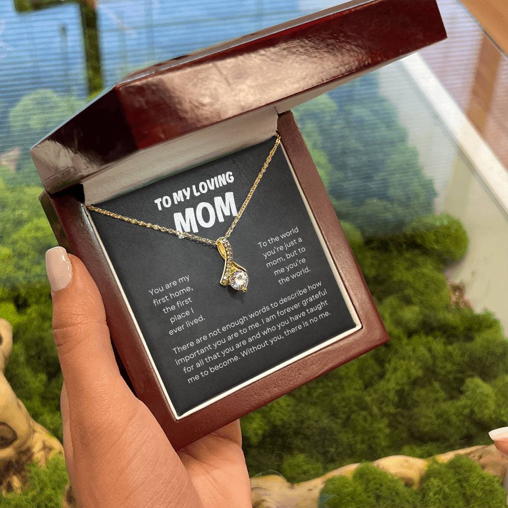 To My Loving Mom | Alluring Beauty Necklace | Yellow or Gold Finish | The Perfect Present to Say "You Mean the World to Me"