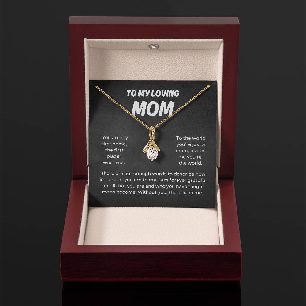 To My Loving Mom | Alluring Beauty Necklace | Yellow or Gold Finish | The Perfect Present to Say "You Mean the World to Me"