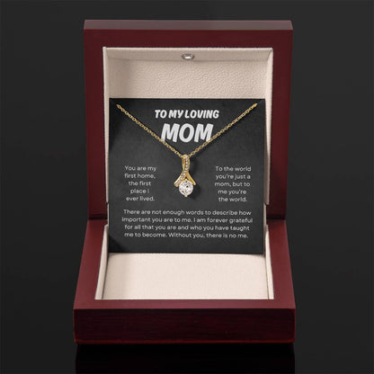 To My Loving Mom | Alluring Beauty Necklace | Yellow or Gold Finish | The Perfect Present to Say "You Mean the World to Me"