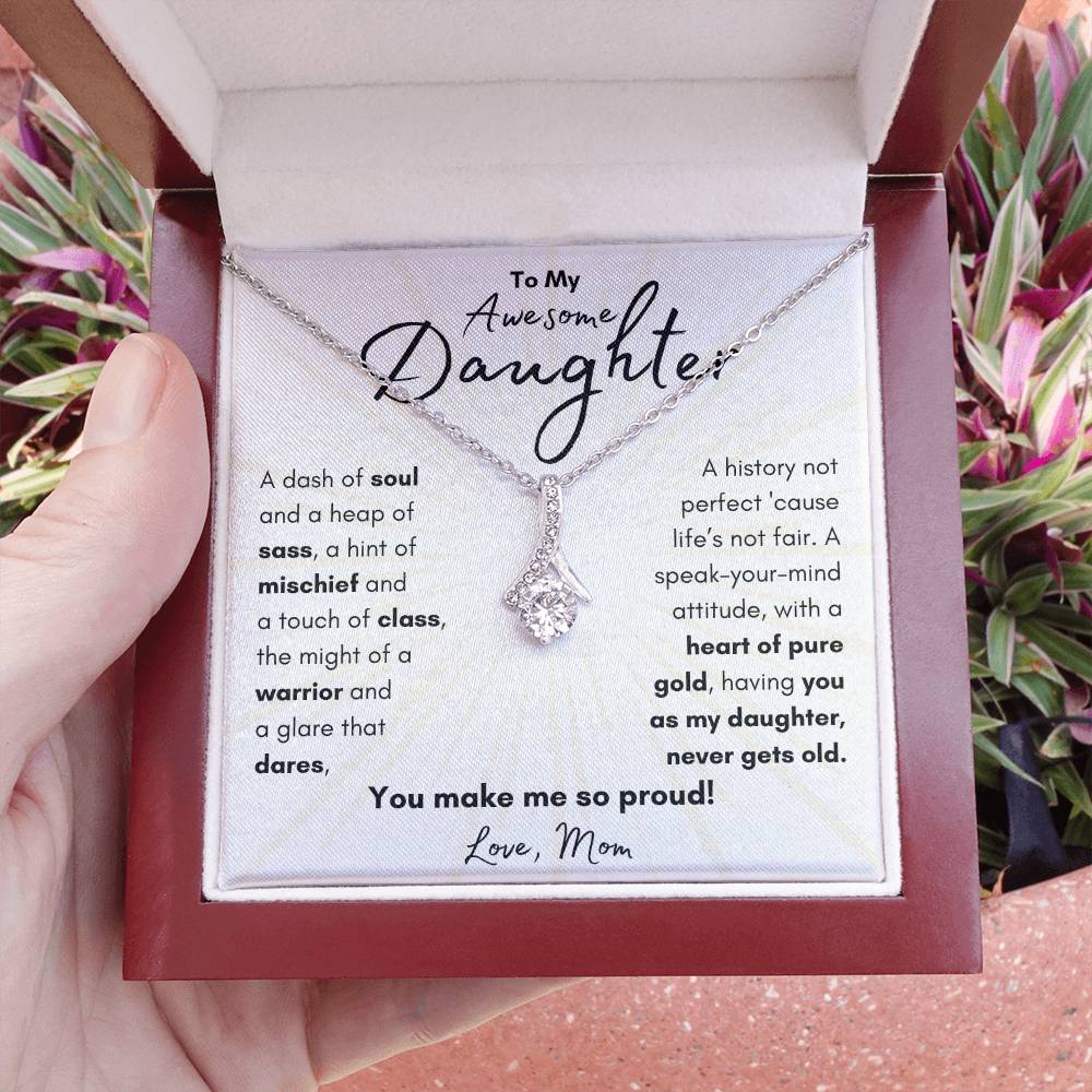 To My Awesome Daughter From Mom | Alluring Beauty Necklace Gift| The Perfect Present to Say "You Make Me So Proud!"
