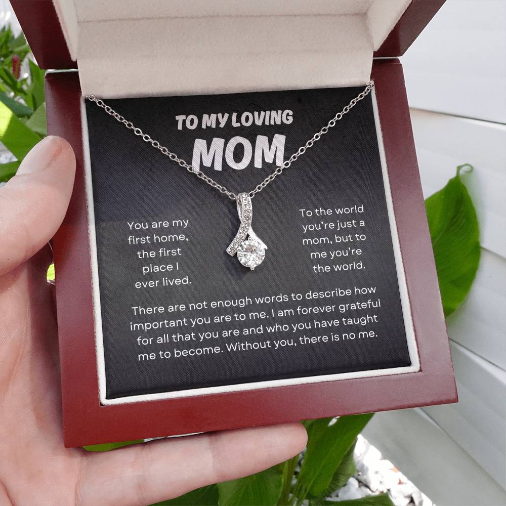 To My Loving Mom | Alluring Beauty Necklace | Yellow or Gold Finish | The Perfect Present to Say "You Mean the World to Me"