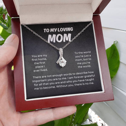 To My Loving Mom | Alluring Beauty Necklace | Yellow or Gold Finish | The Perfect Present to Say "You Mean the World to Me"