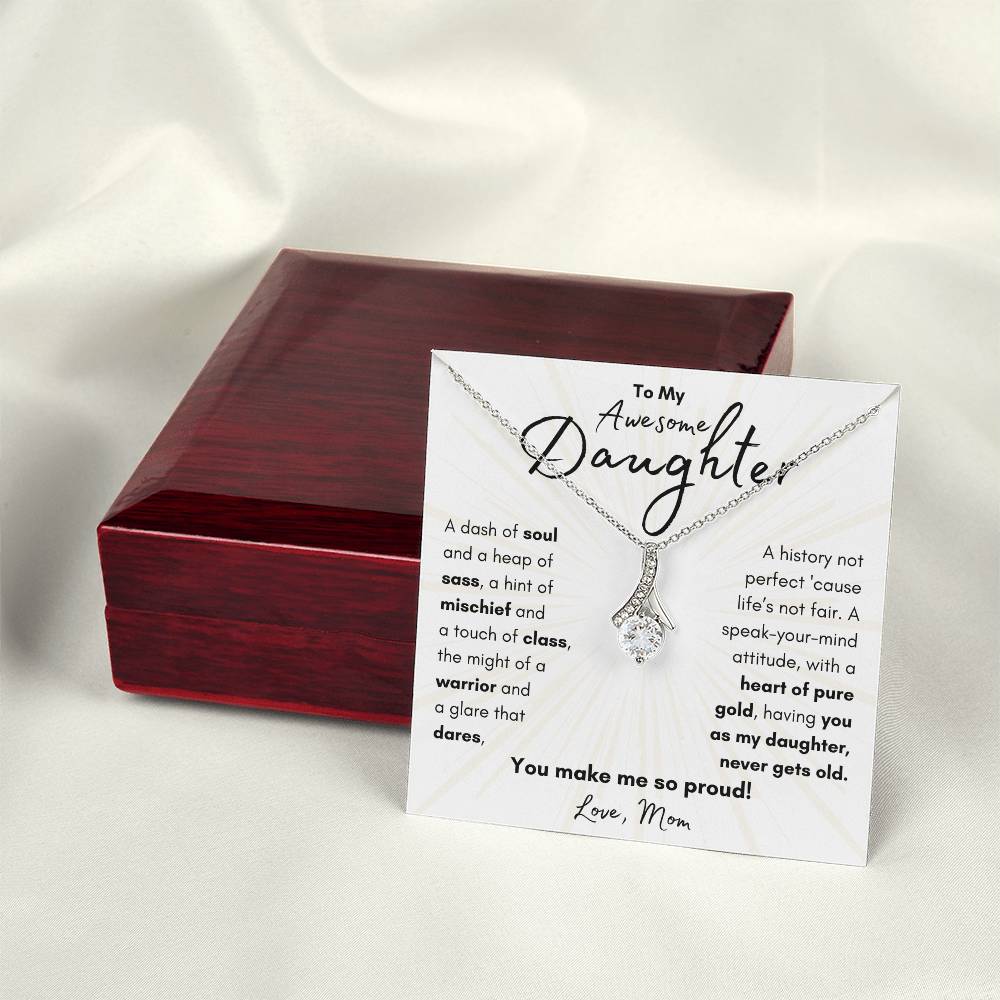 To My Awesome Daughter From Mom | Alluring Beauty Necklace Gift| The Perfect Present to Say "You Make Me So Proud!"