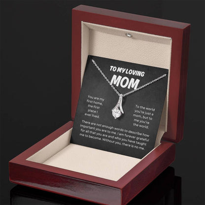 To My Loving Mom | Alluring Beauty Necklace | Yellow or Gold Finish | The Perfect Present to Say "You Mean the World to Me"