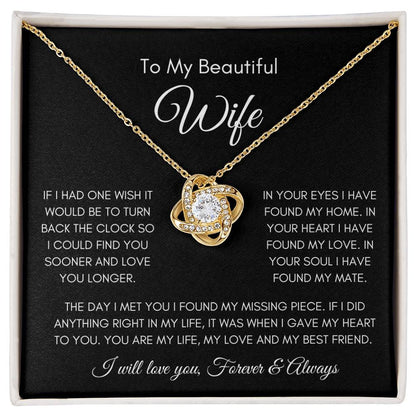 To My Beautiful Wife | Love Knot Necklace Gift | The Perfect Present to Say "You Are My Missing Piece"