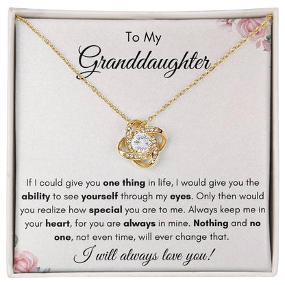 To My Granddaughter | Love Knot Necklace Gift |The Perfect Present to say "Keep Me In Your Heart"
