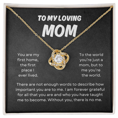 To My Loving Mom | Love Knot Necklace Gift | The Perfect Present to Say "You Mean the World to Me"