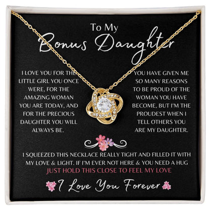 To My Bonus Daughter | Love Knot Necklace Gift | The Perfect Present to Say "I'm Proud to Call You My Daughter"