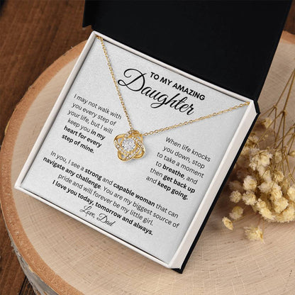 To My Amazing Daughter From Dad | Love Knot Necklace With a Message Gift |  A Perfect Present to Say "I Love You Always"