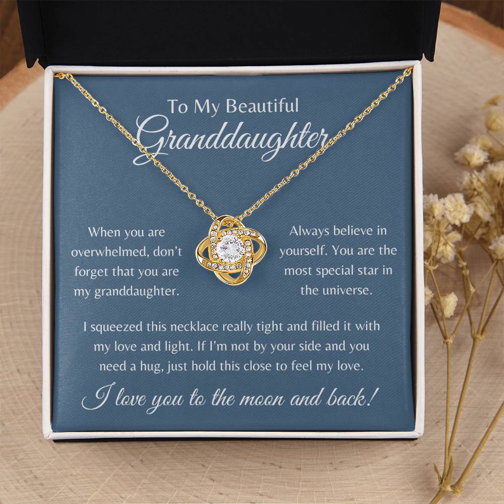 To My Beautiful Granddaughter | Love Knot Necklace Gift | The Perfect Present to Say "Always Believe in Yourself"