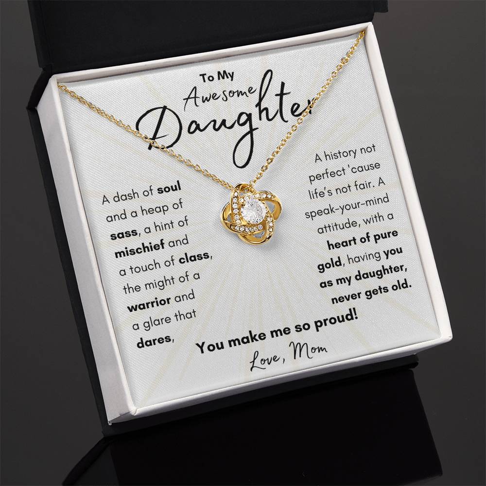 To My Awesome Daughter From Mom | Love Knot Necklace Gift | The Perfect Present to Say "You Make Me So Proud!"