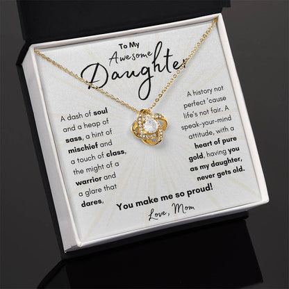 To My Awesome Daughter From Mom | Love Knot Necklace Gift | The Perfect Present to Say "You Make Me So Proud!"