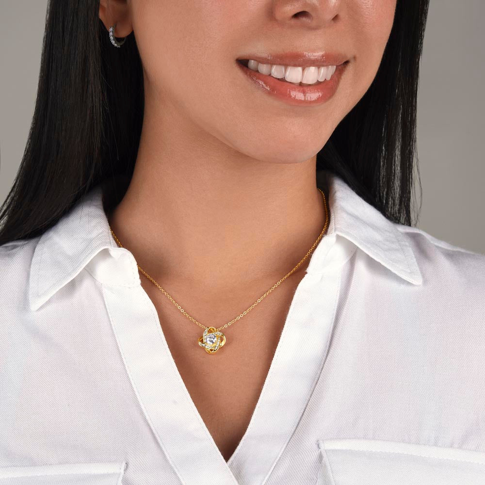 To My Incredible Daughter From Dad | Love Knot Necklace Gift | Yellow or White Gold Finish | The Perfect Present to Say "You Make Me So Proud!"