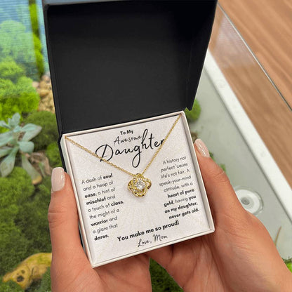 To My Awesome Daughter From Mom | Love Knot Necklace Gift | The Perfect Present to Say "You Make Me So Proud!"