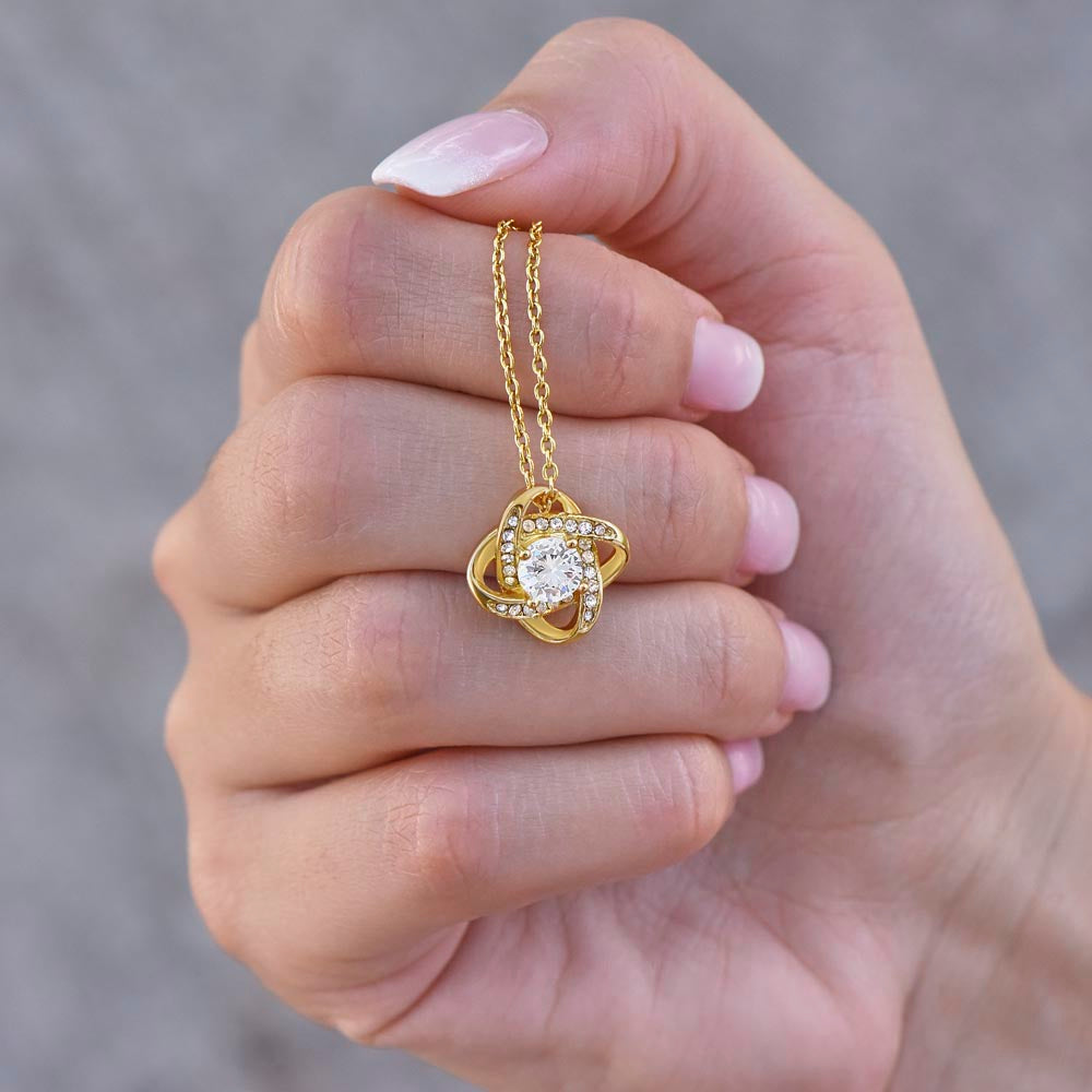 To My Bonus Daughter Love Mom | Love Knot Necklace Gift | The Perfect Present to Say "I'm Proud To Call You My Daughter"