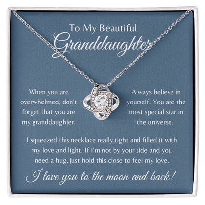 To My Beautiful Granddaughter | Love Knot Necklace Gift | The Perfect Present to Say "Always Believe in Yourself"