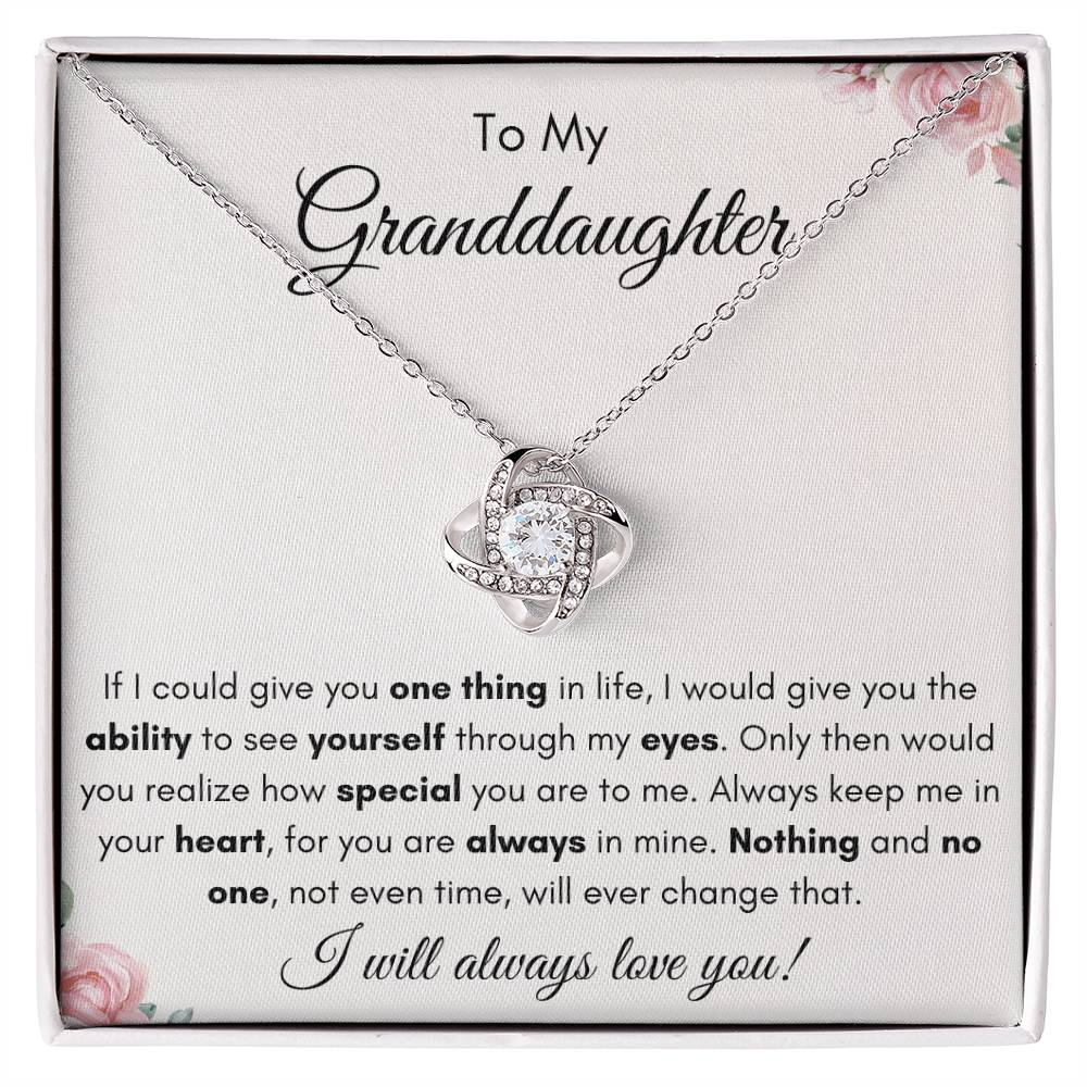To My Granddaughter | Love Knot Necklace Gift |The Perfect Present to say "Keep Me In Your Heart"