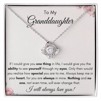 To My Granddaughter | Love Knot Necklace Gift |The Perfect Present to say "Keep Me In Your Heart"