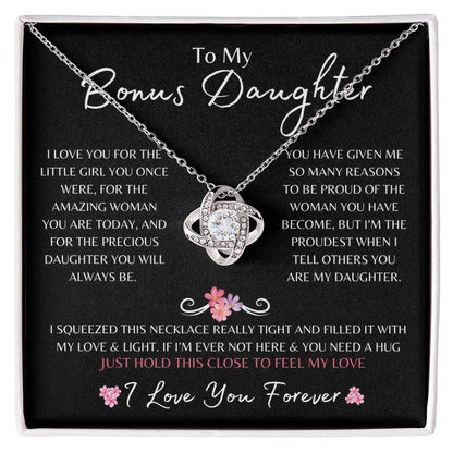 To My Bonus Daughter | Love Knot Necklace Gift | The Perfect Present to Say "I'm Proud to Call You My Daughter"