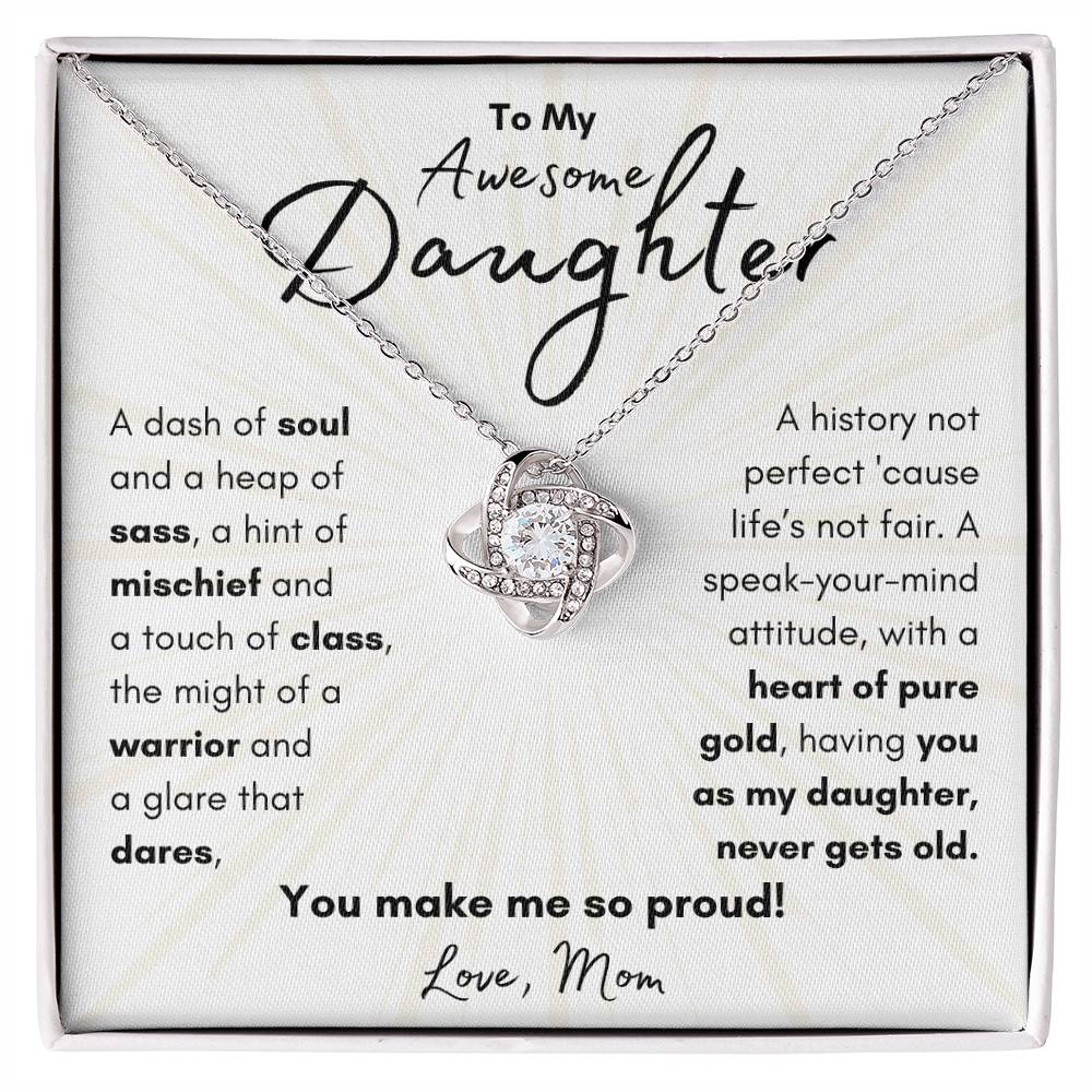 To My Awesome Daughter From Mom | Love Knot Necklace Gift | The Perfect Present to Say "You Make Me So Proud!"
