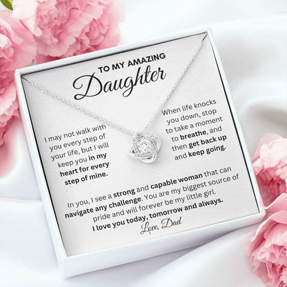 To My Amazing Daughter From Dad | Love Knot Necklace With a Message Gift |  A Perfect Present to Say "I Love You Always"