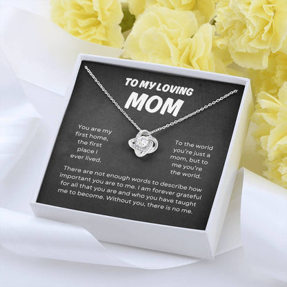 To My Loving Mom | Love Knot Necklace Gift | The Perfect Present to Say "You Mean the World to Me"