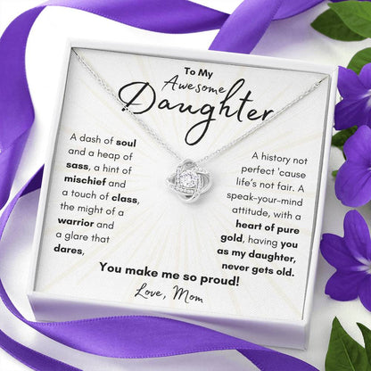 To My Awesome Daughter From Mom | Love Knot Necklace Gift | The Perfect Present to Say "You Make Me So Proud!"