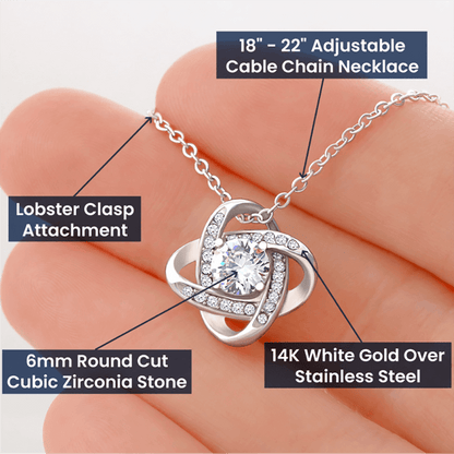 To My Daughter | Love Knot Necklace Gift | The Perfect Present With Special Message: "Dance in the Rain"