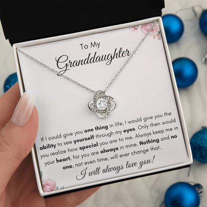 To My Granddaughter | Love Knot Necklace Gift |The Perfect Present to say "Keep Me In Your Heart"