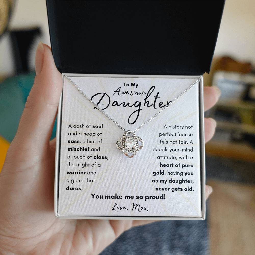 To My Awesome Daughter From Mom | Love Knot Necklace Gift | The Perfect Present to Say "You Make Me So Proud!"