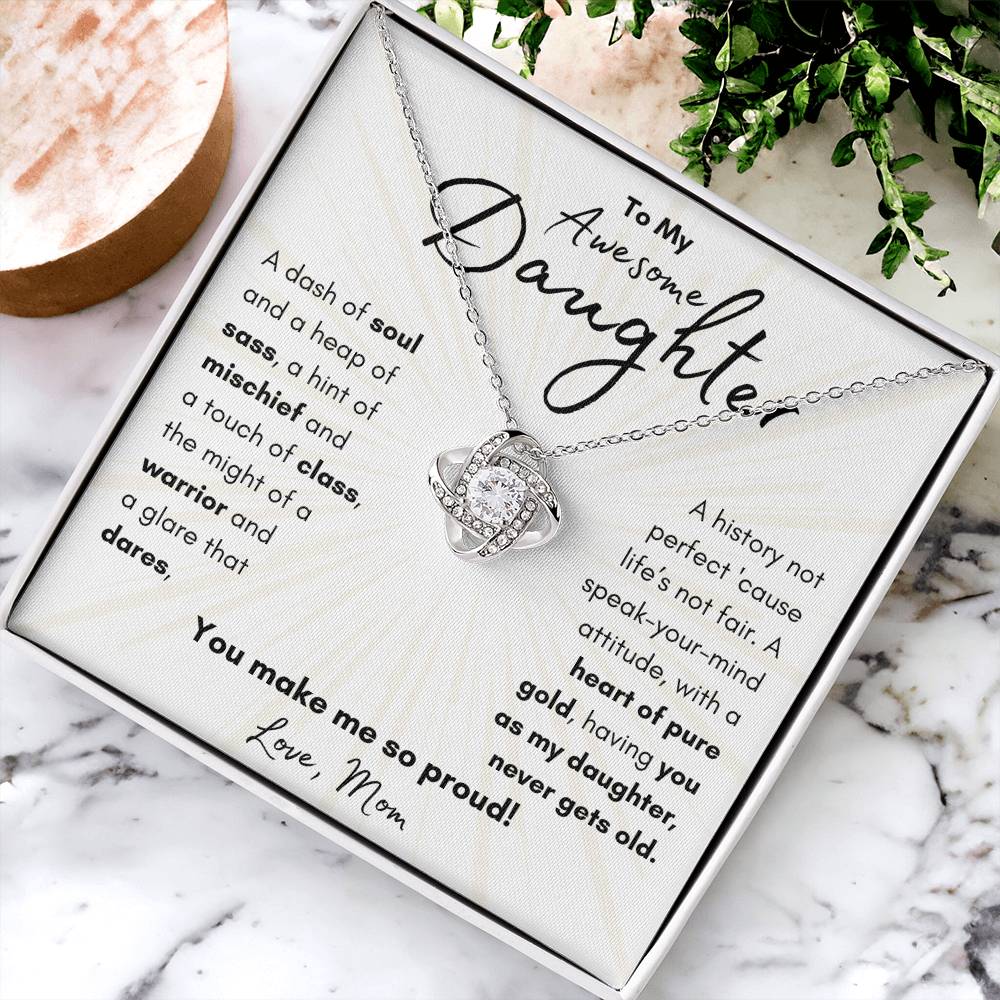 To My Awesome Daughter From Mom | Love Knot Necklace Gift | The Perfect Present to Say "You Make Me So Proud!"