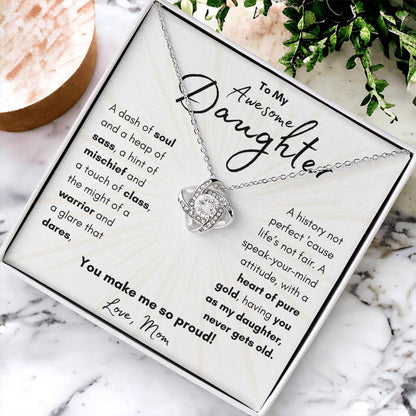 To My Awesome Daughter From Mom | Love Knot Necklace Gift | The Perfect Present to Say "You Make Me So Proud!"