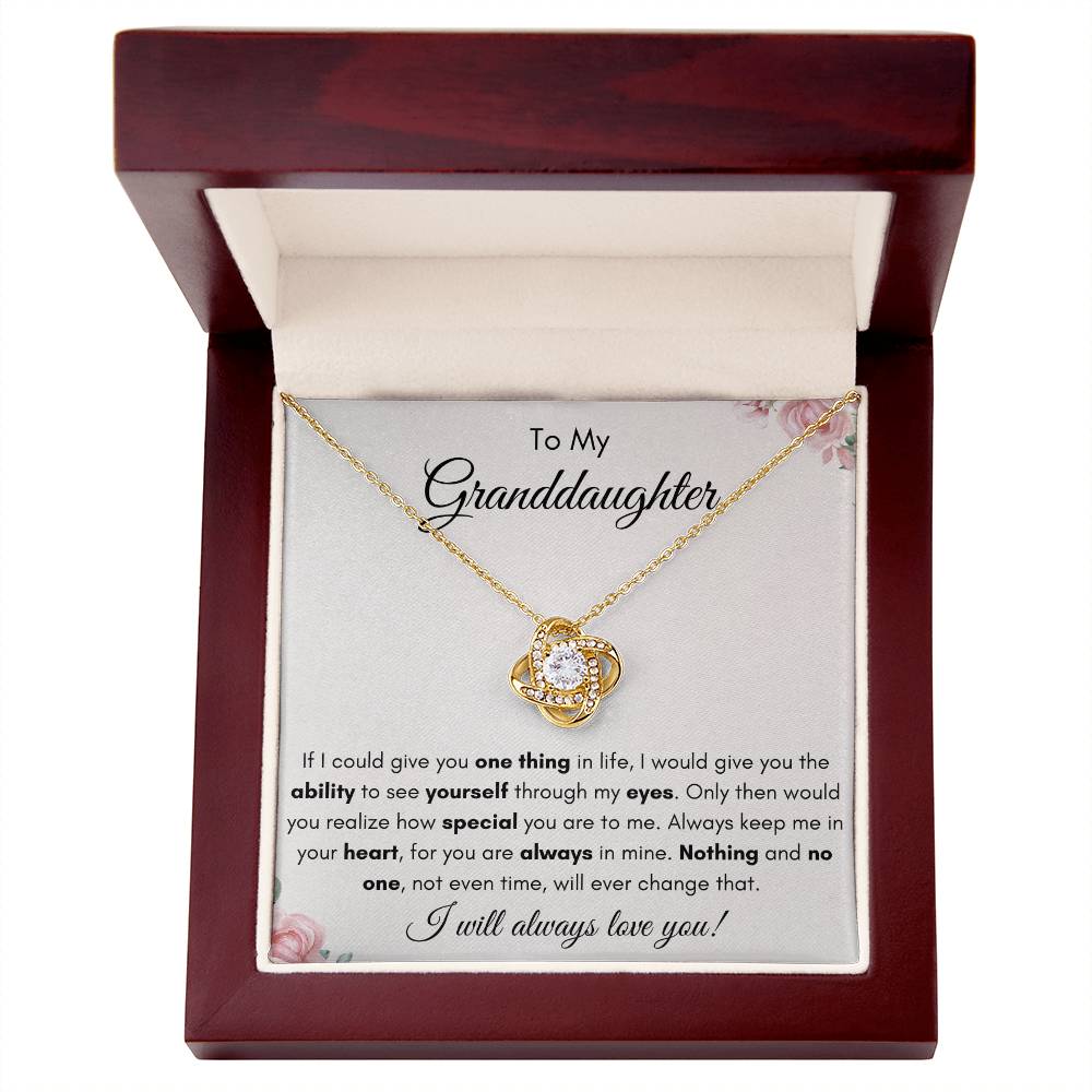 To My Granddaughter | Love Knot Necklace Gift |The Perfect Present to say "Keep Me In Your Heart"