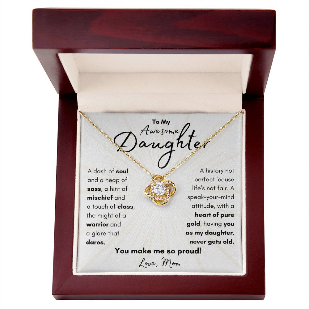 To My Awesome Daughter From Mom | Love Knot Necklace Gift | The Perfect Present to Say "You Make Me So Proud!"