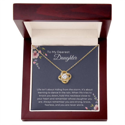To My Daughter | Love Knot Necklace Gift | The Perfect Present With Special Message: "Dance in the Rain"