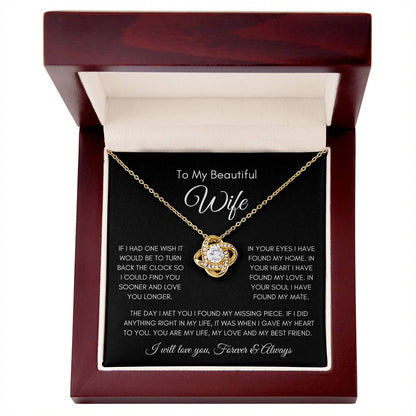 To My Beautiful Wife | Love Knot Necklace Gift | The Perfect Present to Say "You Are My Missing Piece"