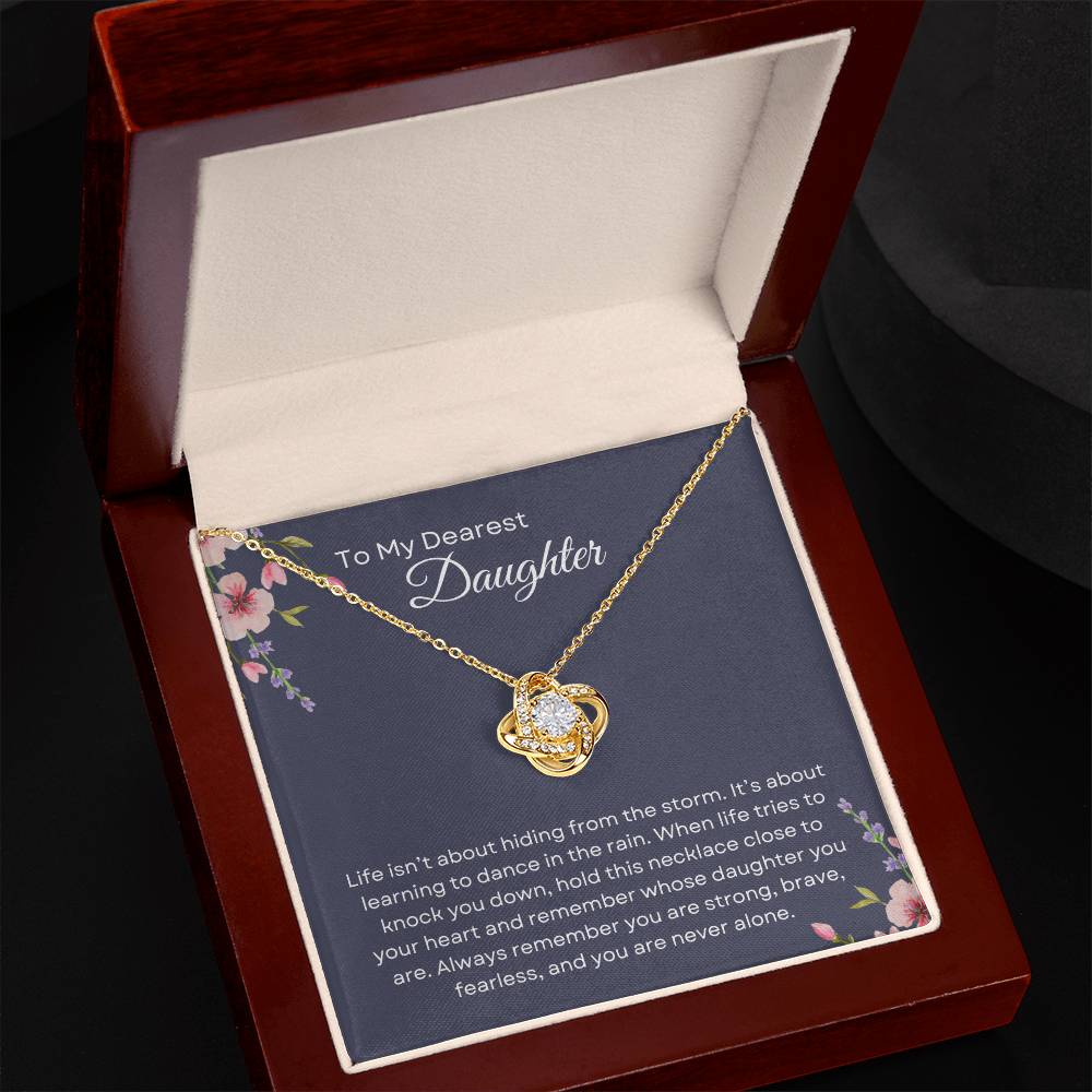 To My Daughter | Love Knot Necklace Gift | The Perfect Present With Special Message: "Dance in the Rain"