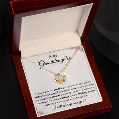 To My Granddaughter | Love Knot Necklace Gift |The Perfect Present to say "Keep Me In Your Heart"