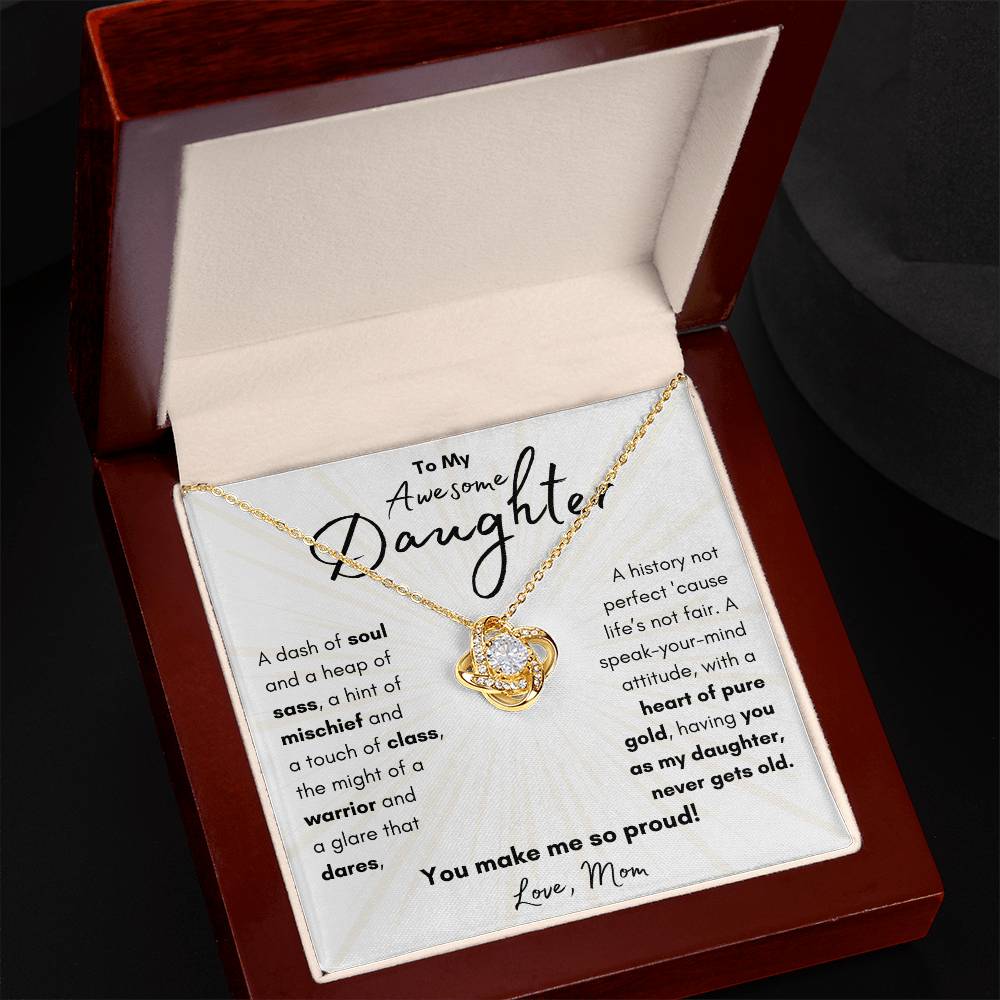 To My Awesome Daughter From Mom | Love Knot Necklace Gift | The Perfect Present to Say "You Make Me So Proud!"