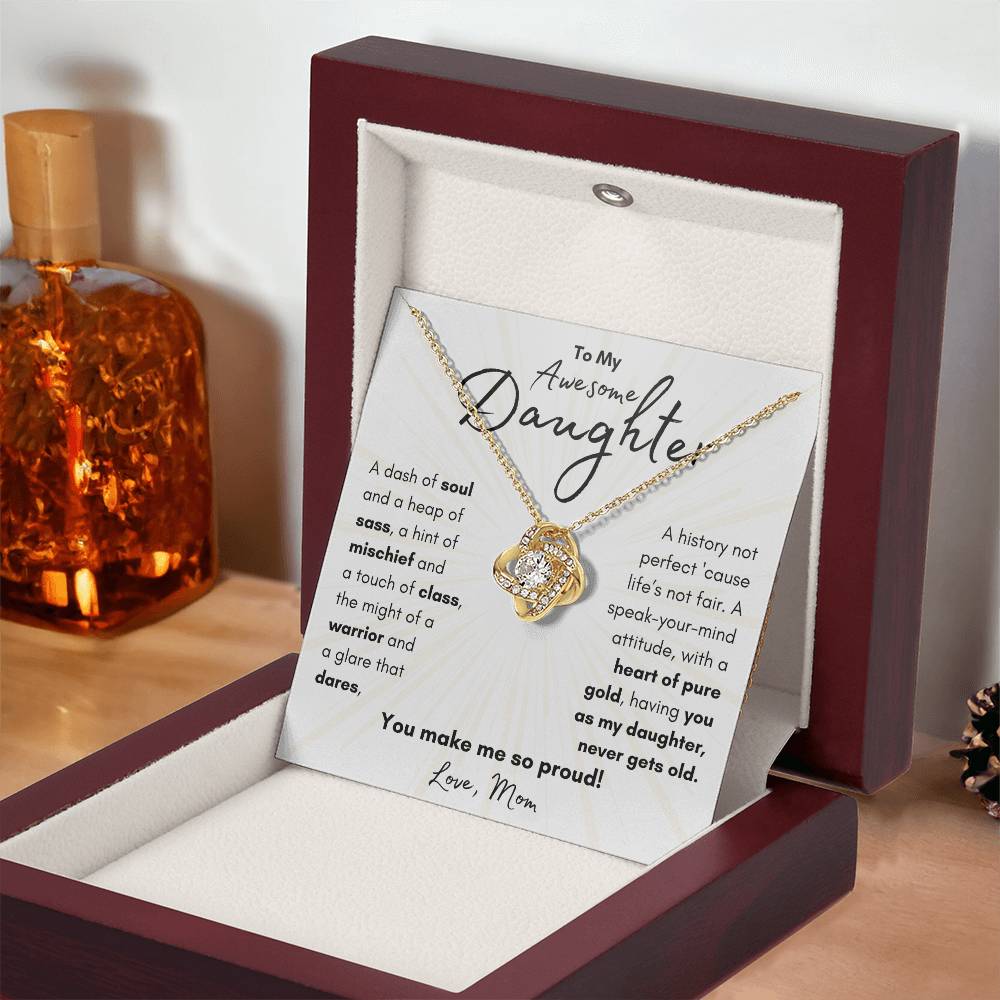 To My Awesome Daughter From Mom | Love Knot Necklace Gift | The Perfect Present to Say "You Make Me So Proud!"